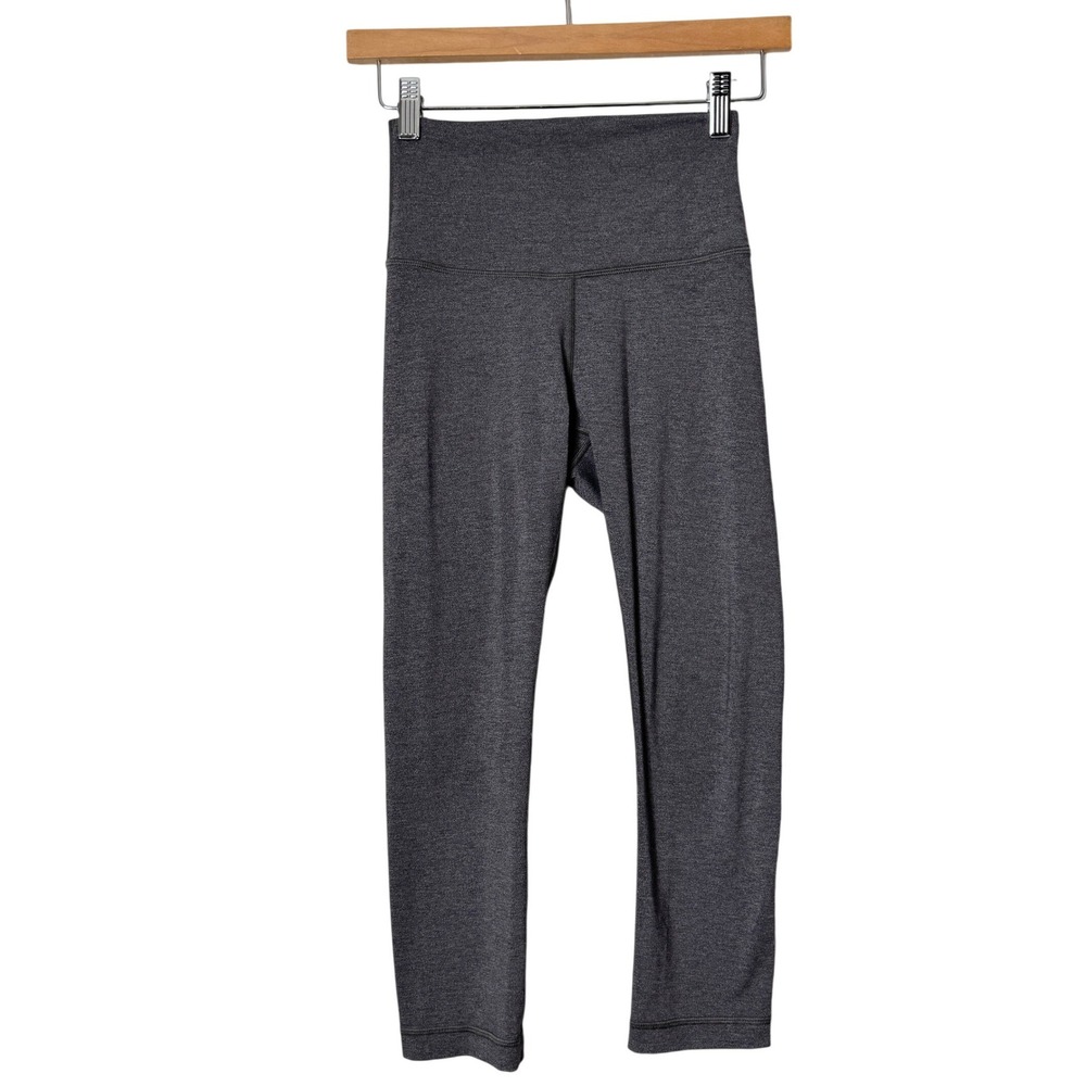 Lululemon Wunder Under High Rise‎ Crop Leggings Heathered Charcoal Grey Womens 4